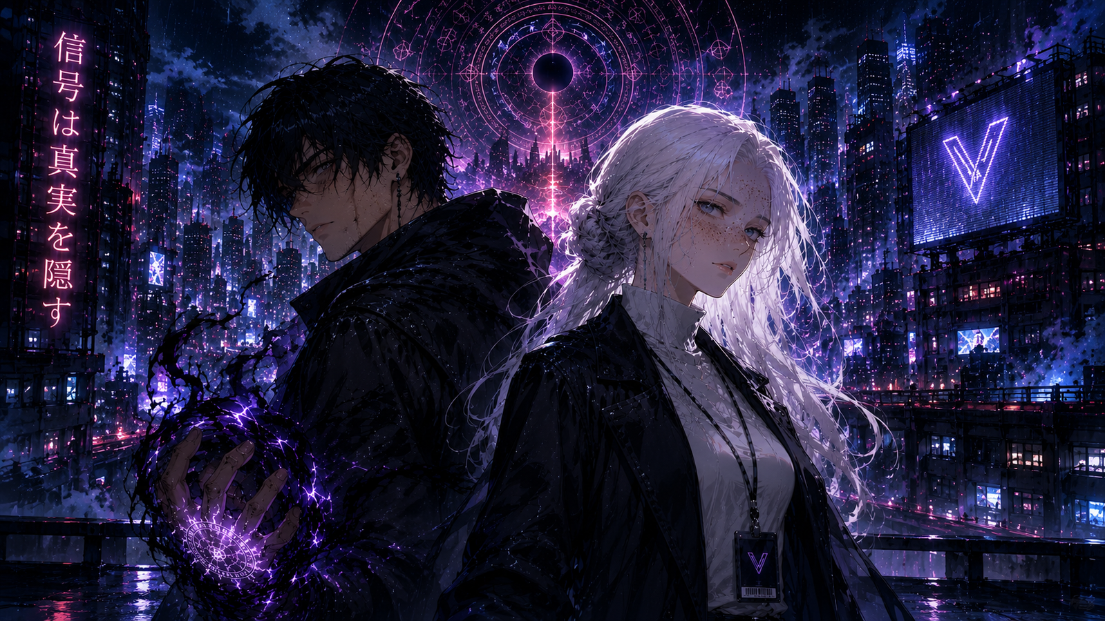 Cover art for The Static Between Us, an urban fantasy scenario on AI Dungeon