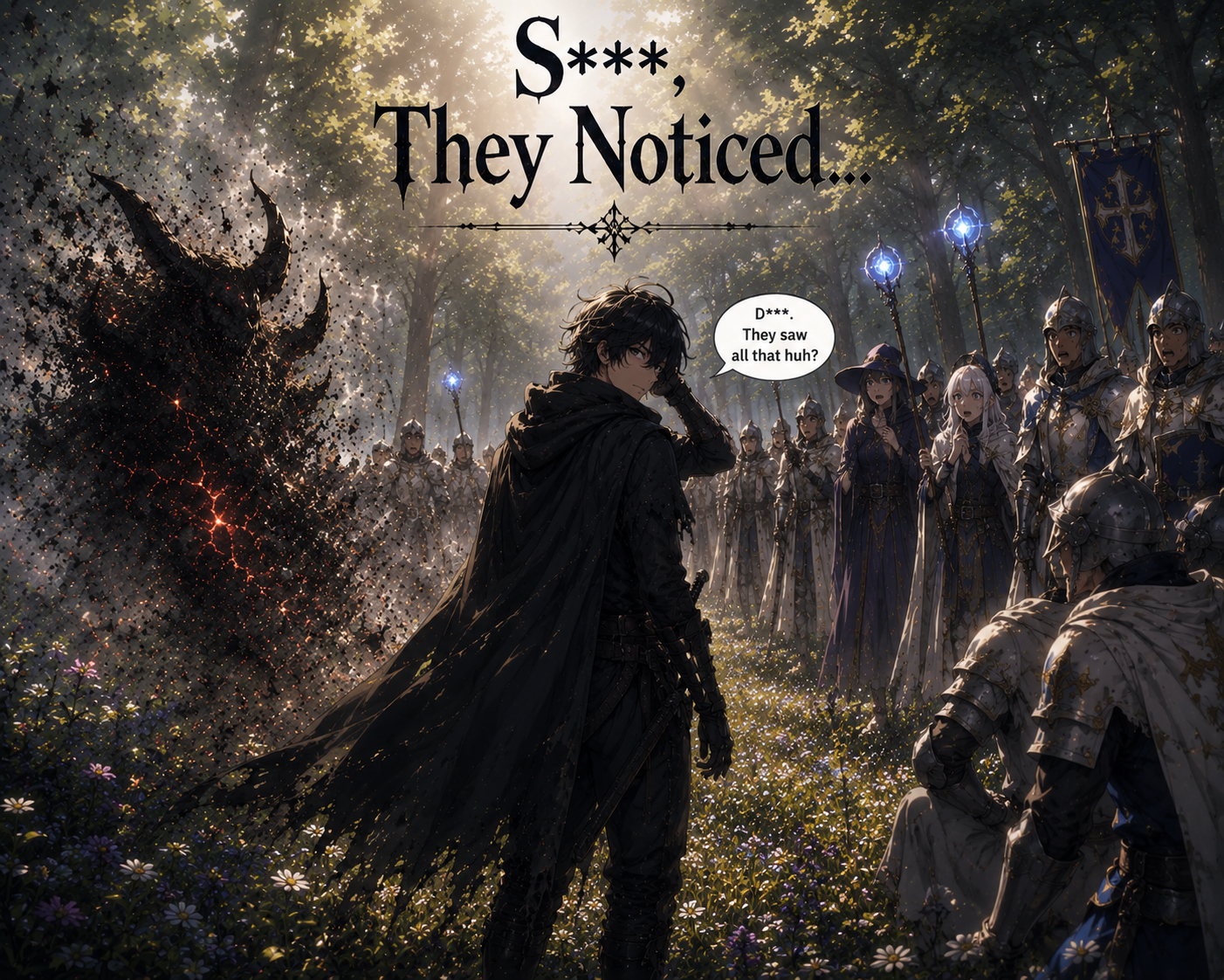 Cover art for S***, They Noticed…, a magic scenario on AI Dungeon