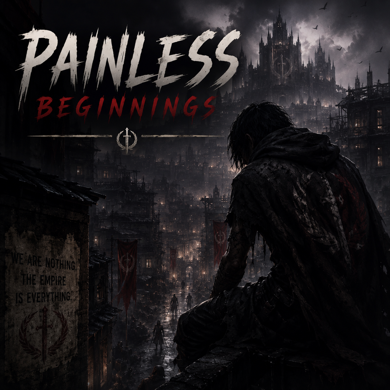 Cover art for Painless Beginnings, a dystopian scenario on AI Dungeon