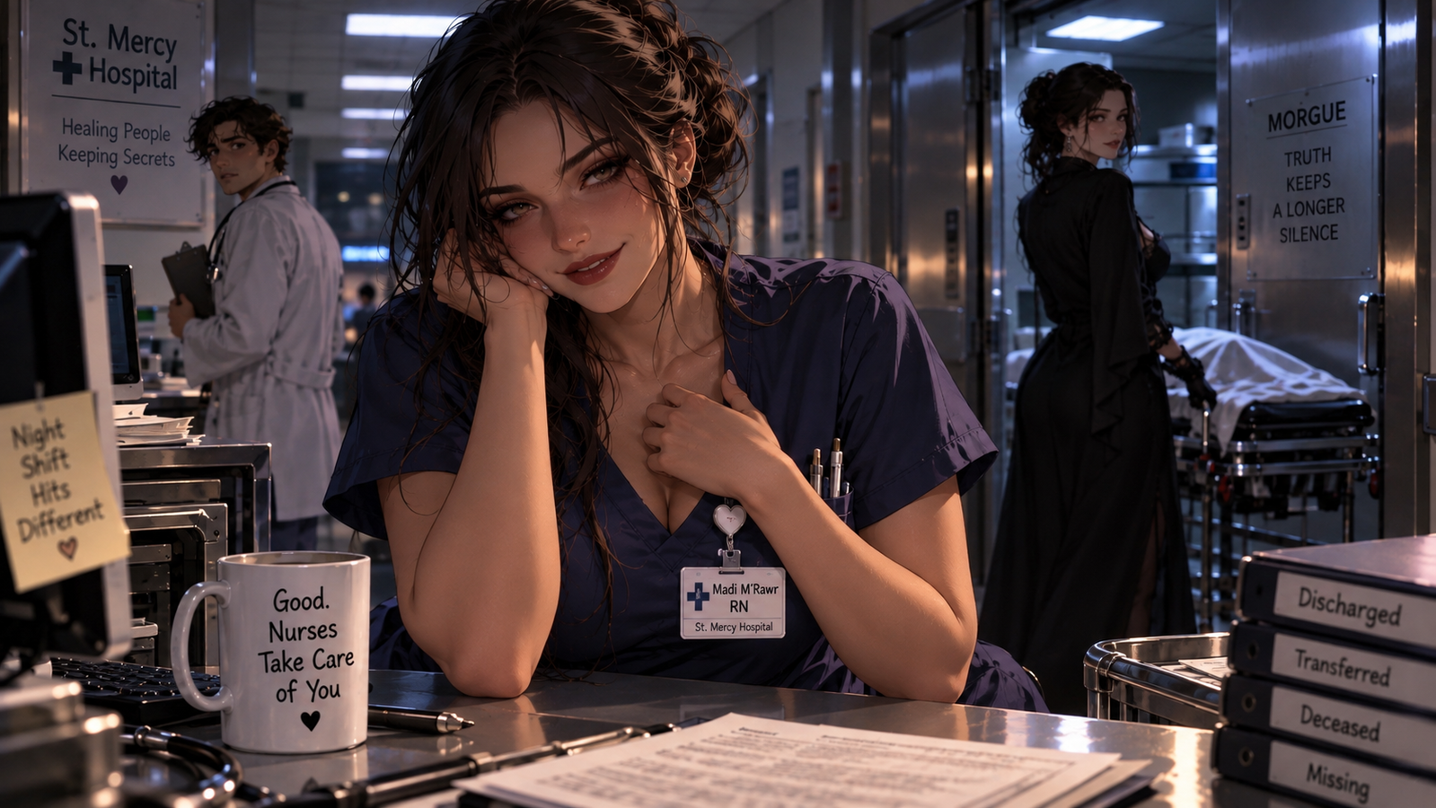 Cover art for American Hospital Lunch, a horror scenario on AI Dungeon