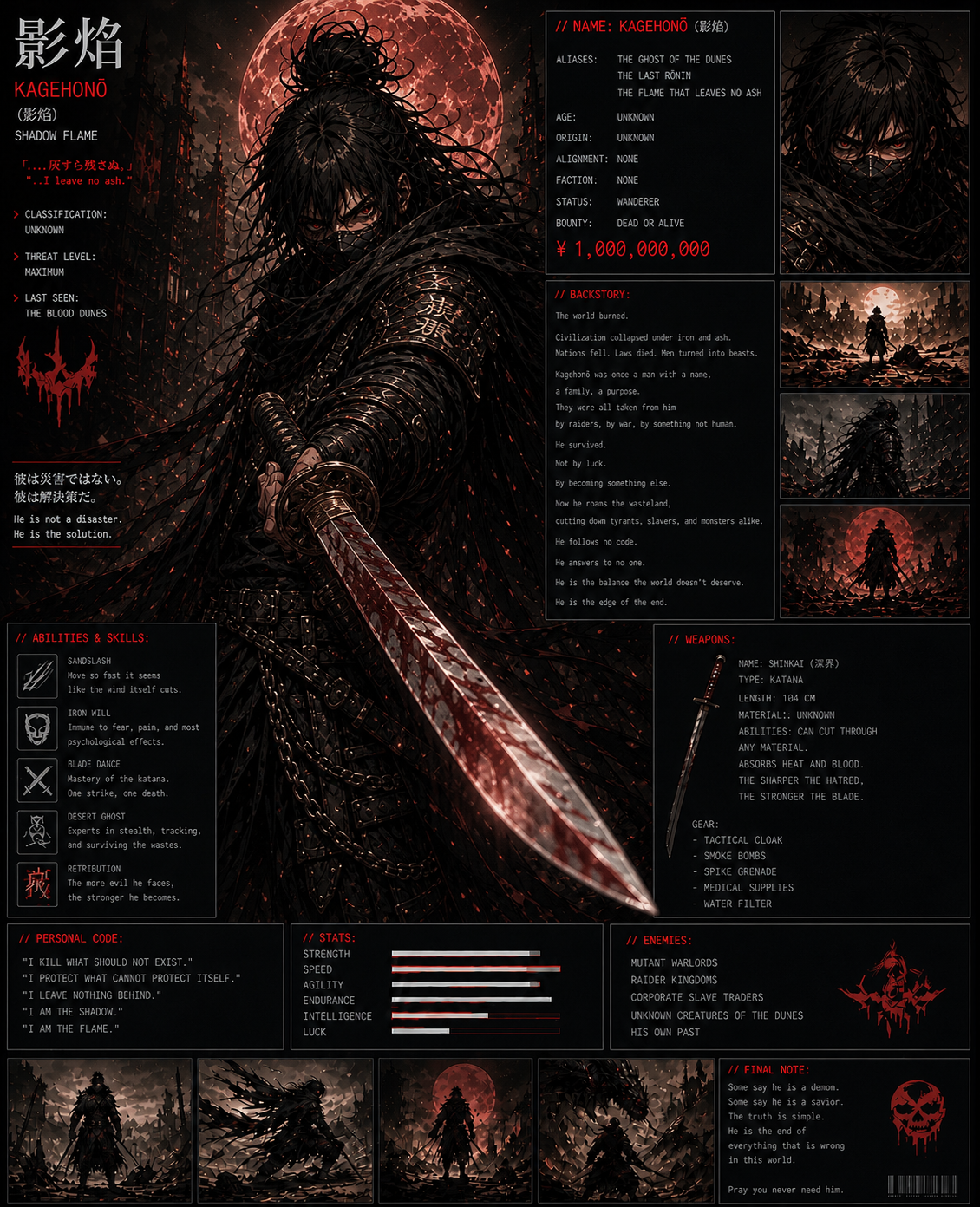 Cover art for Apocalyptic ronin fantasy on AI Dungeon