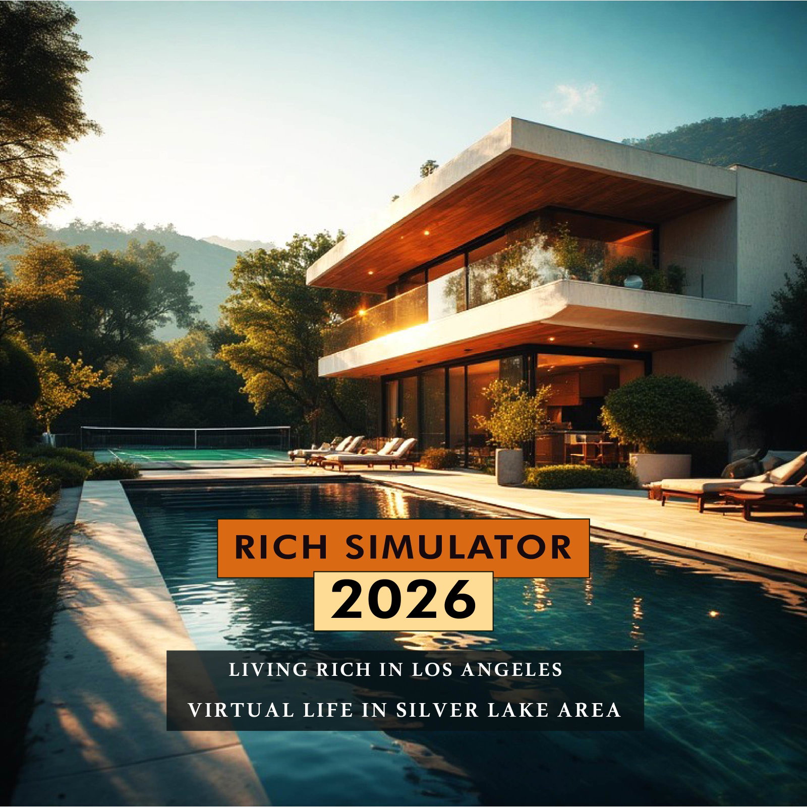 Cover art for Rich Simulator 2026 : Living Rich in Los Angeles in a Virtual Life, a modern scenario on AI Dungeon