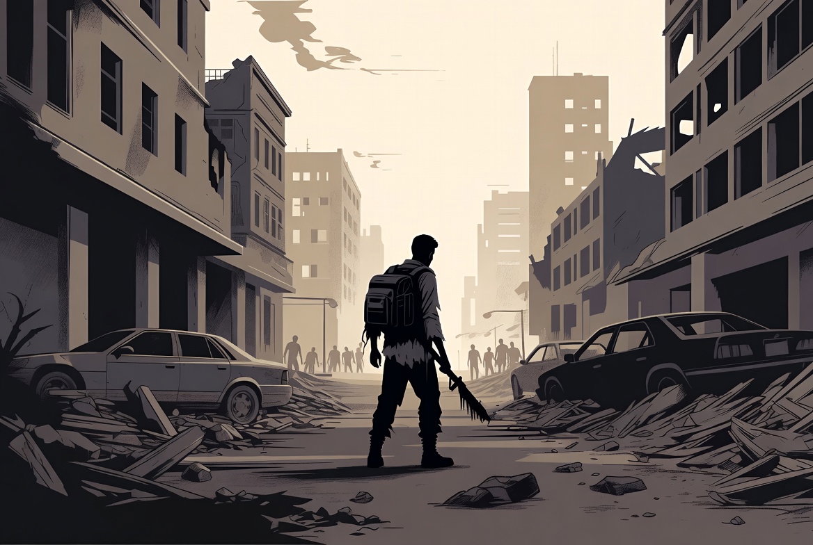 Cover art for Echo of Humanity , a grimdark scenario on AI Dungeon