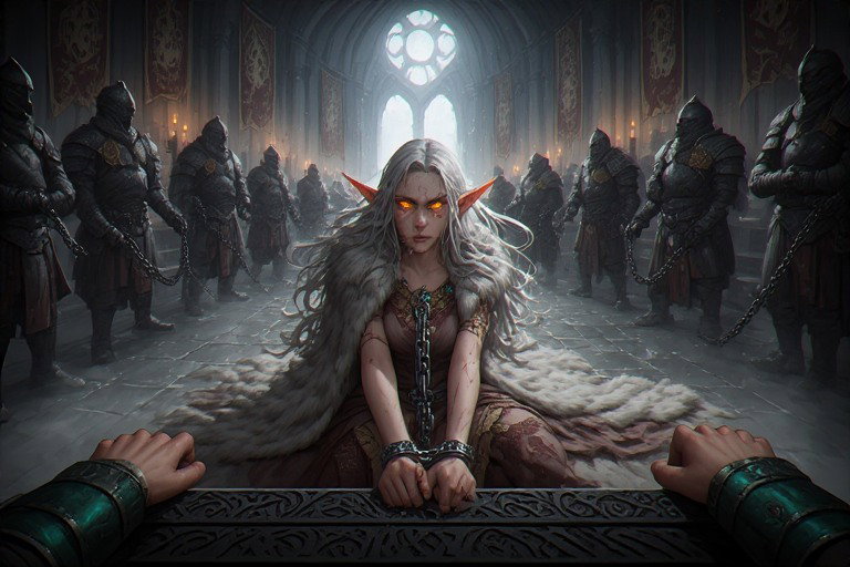 Cover art for Crown of Iron, Chains of Silver (ðŸŽ), a dark fantasy scenario on AI Dungeon