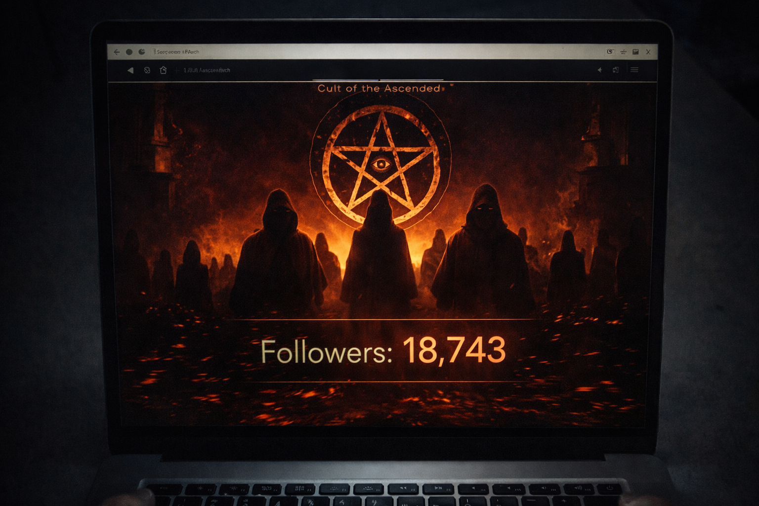 Cover art for A Cult of My Name (đźŽ), a psychological horror scenario on AI Dungeon