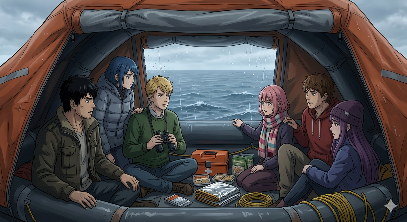 Cover art for Life Raft Survival, a shipwreck scenario on AI Dungeon