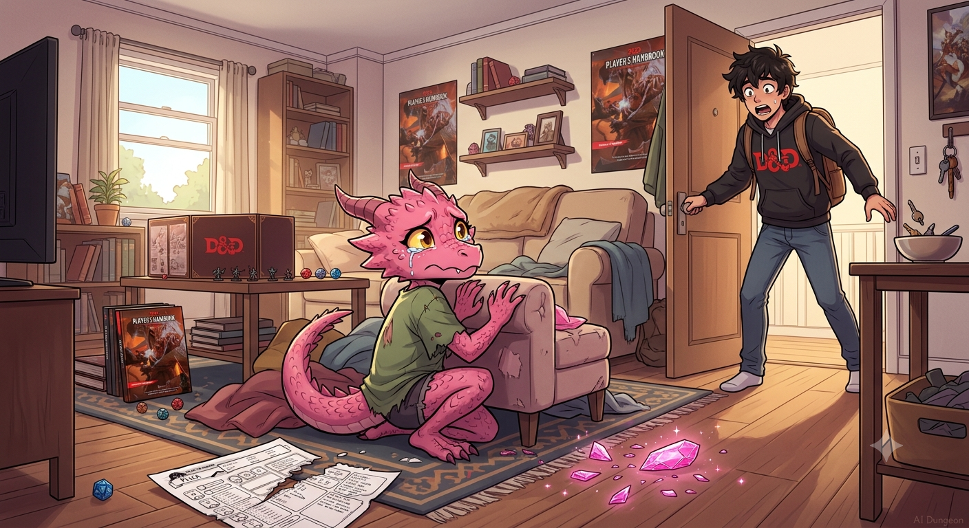 Cover art for Critical Fails and Pink Scales (Inner Self ðŸŽ), a magic scenario on AI Dungeon