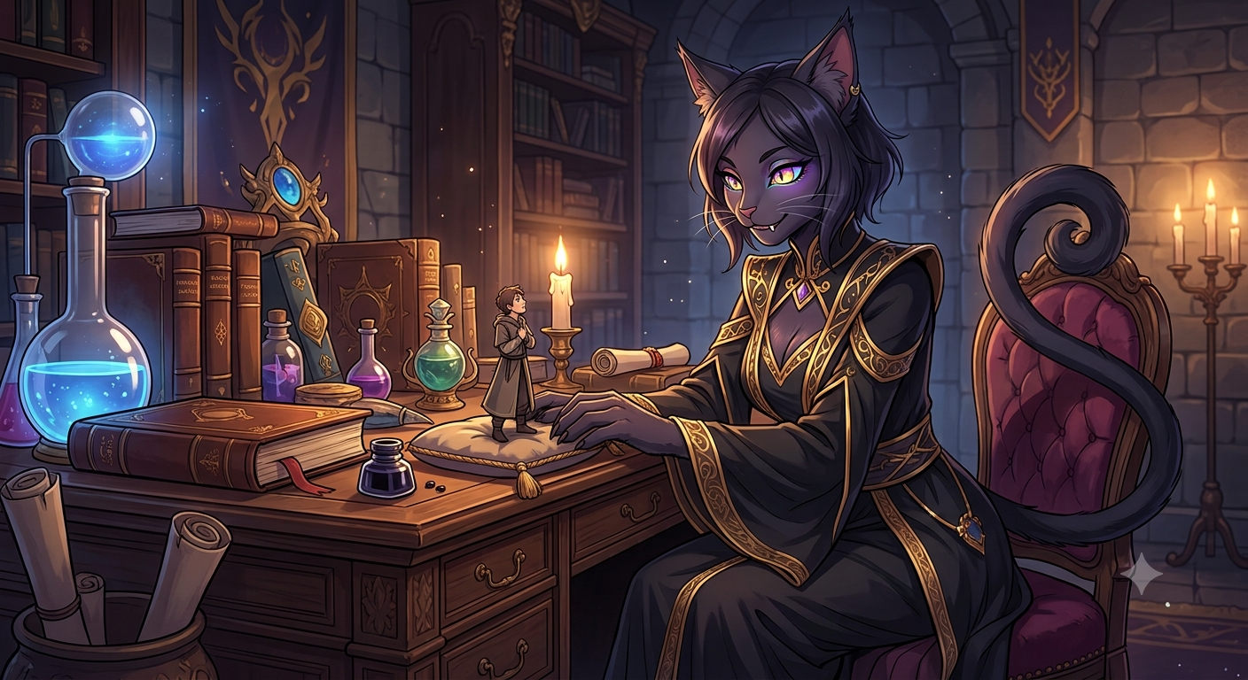 Cover art for The Shadow-Cat's Embrace (Inner Self đźŽ), a size difference scenario on AI Dungeon