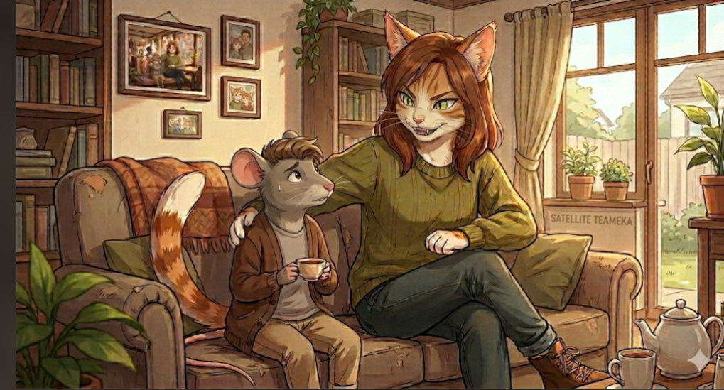 Cover art for Cait and Mouse, a transformation scenario on AI Dungeon