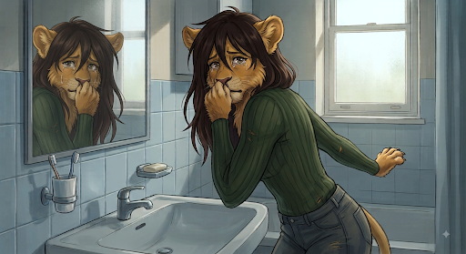 Cover art for The Mirror’s Grace (Inner Self 🎭), an anthro scenario on AI Dungeon
