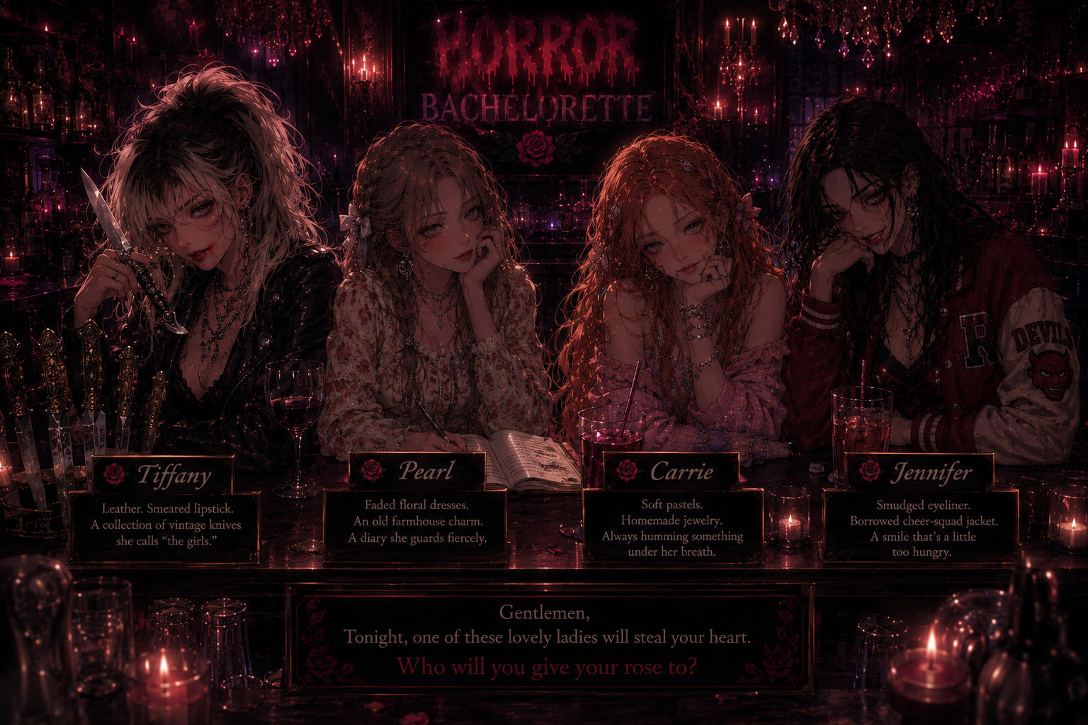 Cover art for Horror Bachelorette 𐙚, a drama scenario on AI Dungeon