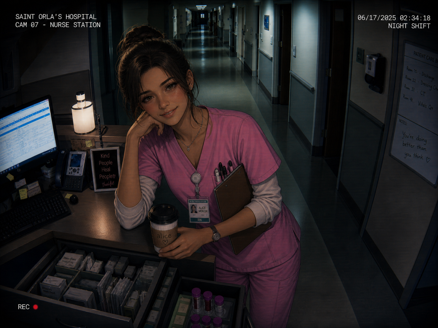 Cover art for The nurse in pink, a hospital scenario on AI Dungeon