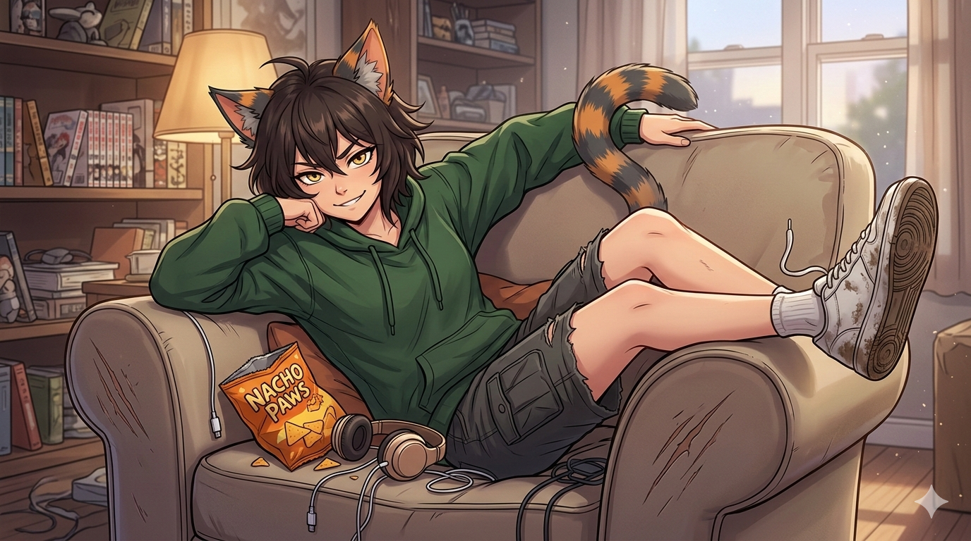 Cover art for Paws, Pockets, and Personal Space, a neko scenario on AI Dungeon