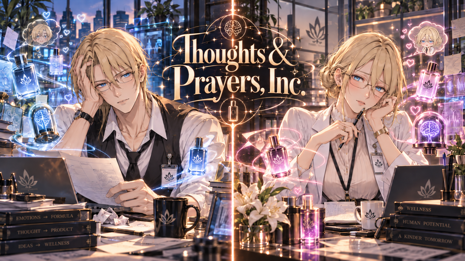 Cover art for Thoughts & Prayers, Inc.(♂️/♀️IS🎭), a psychic scenario on AI Dungeon