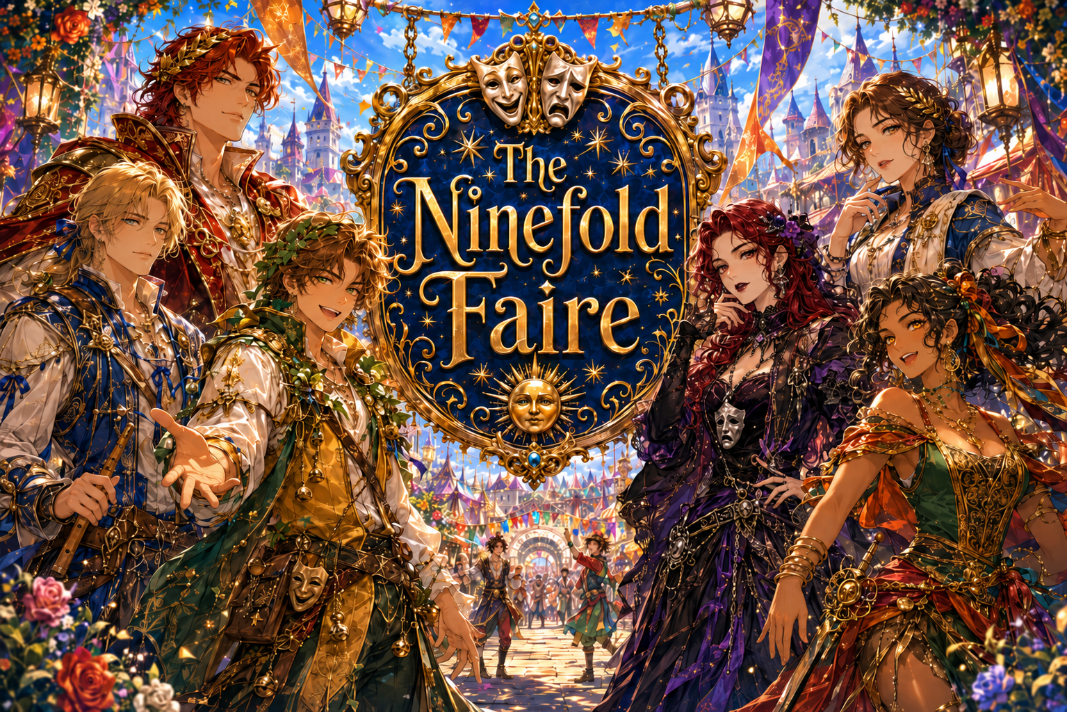 Cover art for The Ninefold Faire(♂️/♀️IS🎭), a romance scenario on AI Dungeon