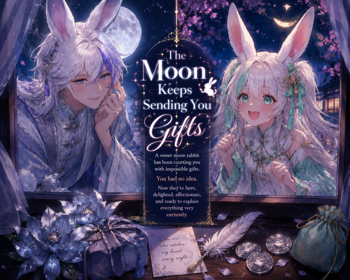 Cover art for The Moon Keeps Sending You Gifts(♂️/♀️IS🎭), a romance scenario on AI Dungeon