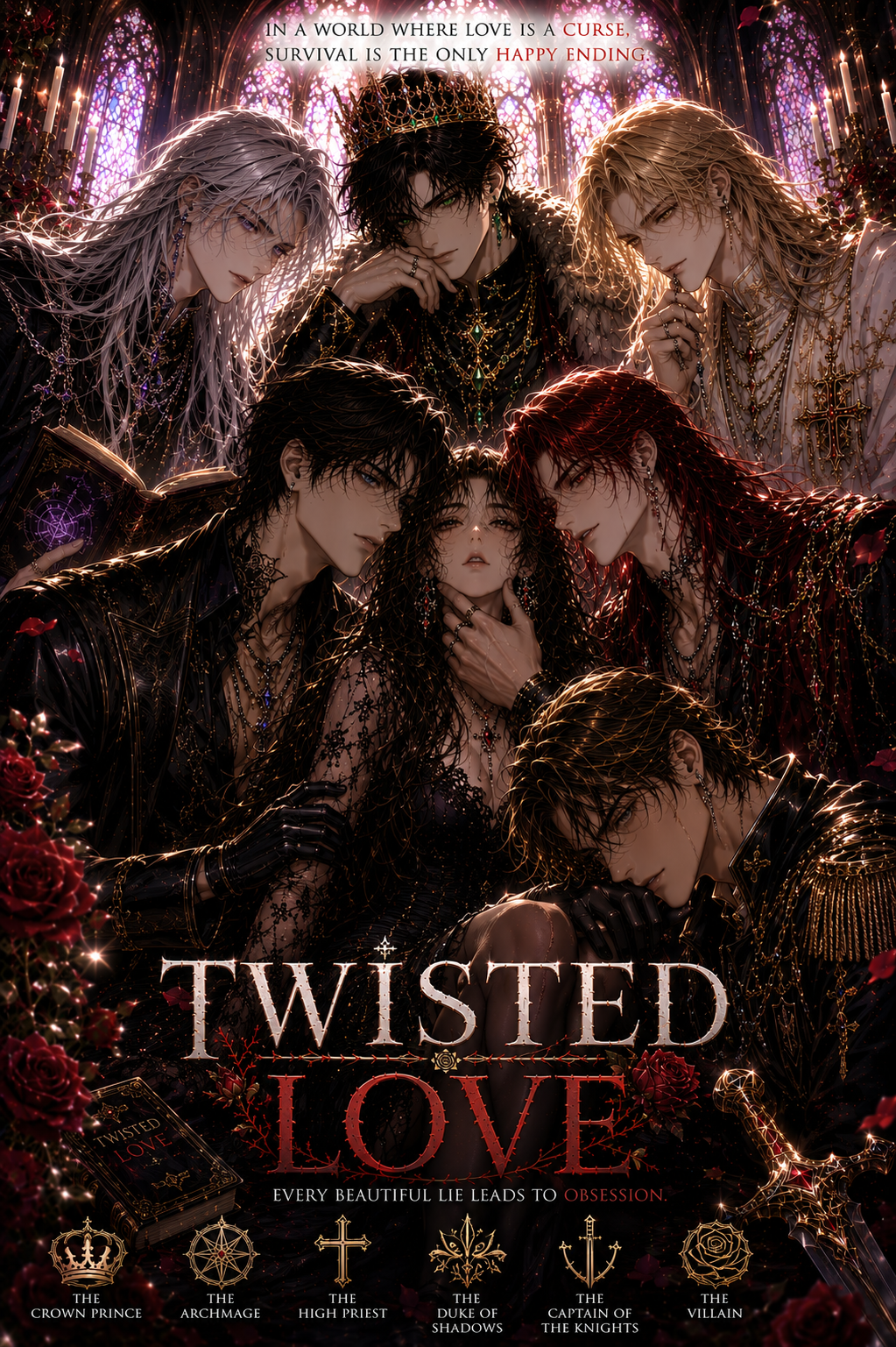 Cover art for Isekaied into an Otome, 'Twisted Love' , a romance scenario on AI Dungeon