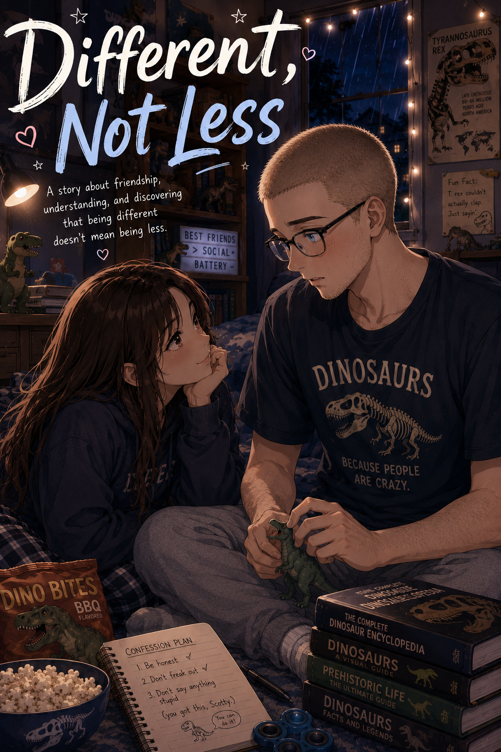 Cover art for Different, Not Less, a romance scenario on AI Dungeon