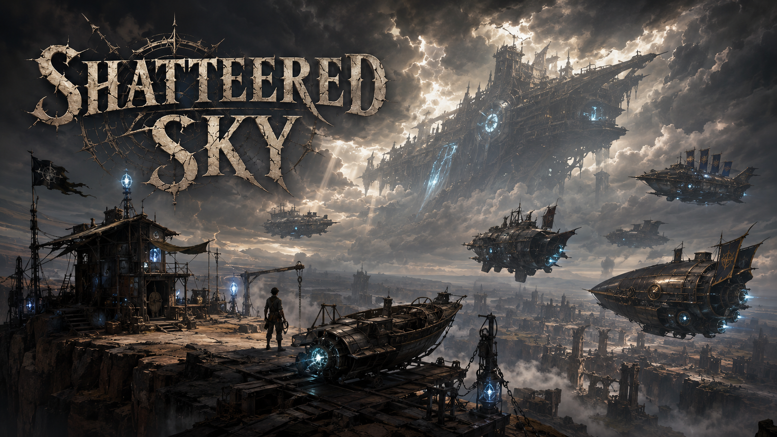 Cover art for The Shattered Sky, a steampunk scenario on AI Dungeon