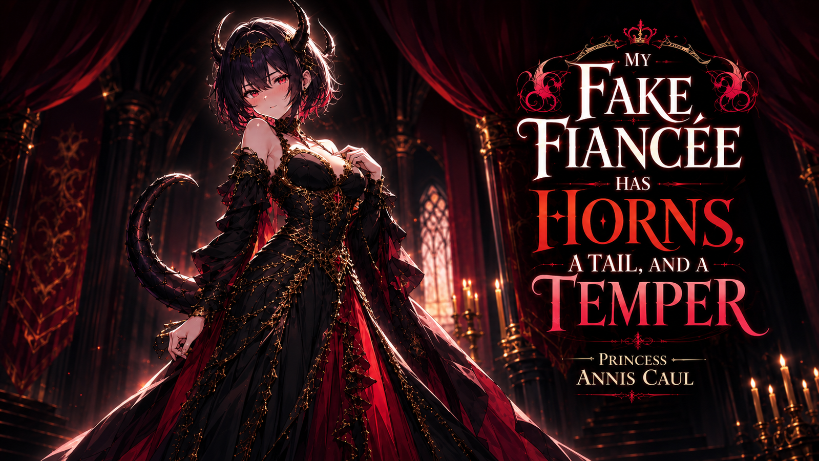 Cover art for My Fake Fiancée Has Horns, A Tail, And A Temper, a romance scenario on AI Dungeon