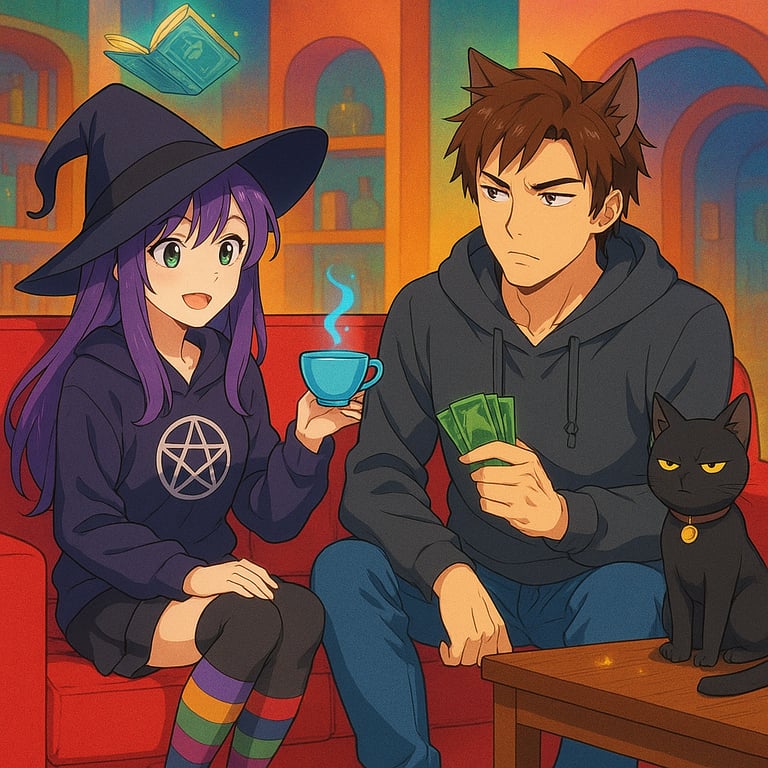 Cover art for Magical Roommates: Rent Due!, a comedy scenario on AI Dungeon