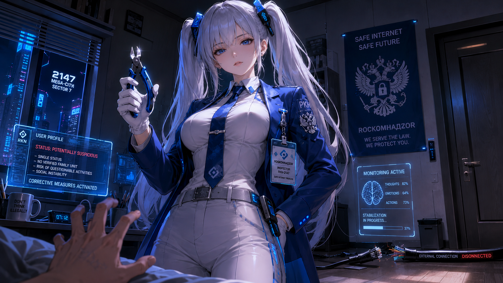 Cover art for ✂️ She Cut Internet Cable, a scifi scenario on AI Dungeon