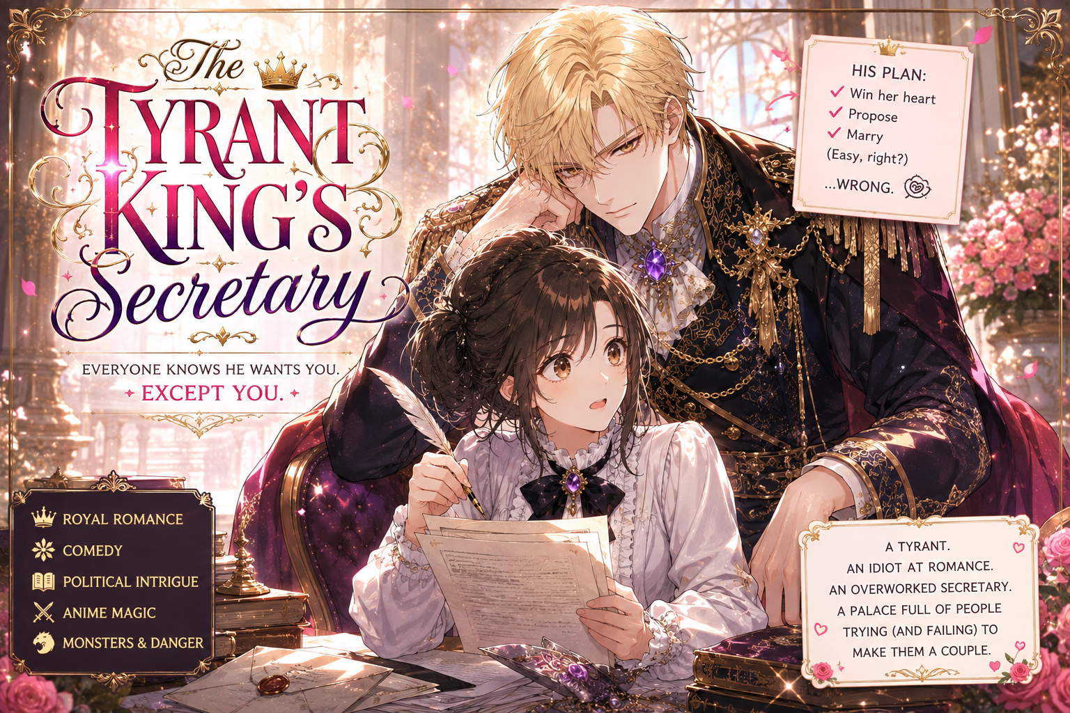 Cover art for The Tyrant King's Secretary , a romance scenario on AI Dungeon