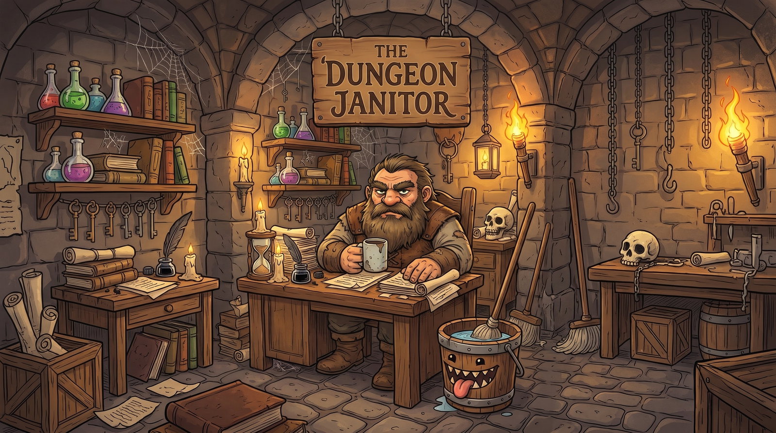 Cover art for The Dungeon Janitor, a slice of life scenario on AI Dungeon