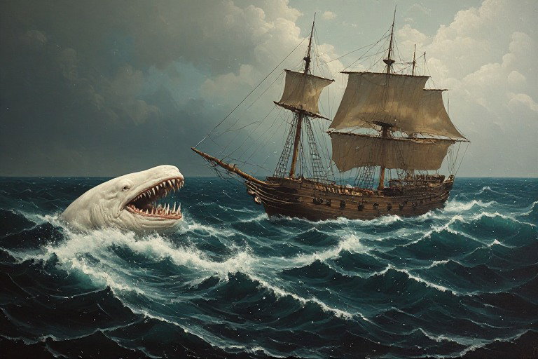 Cover art for Blood & Thunder, a sea monsters scenario on AI Dungeon