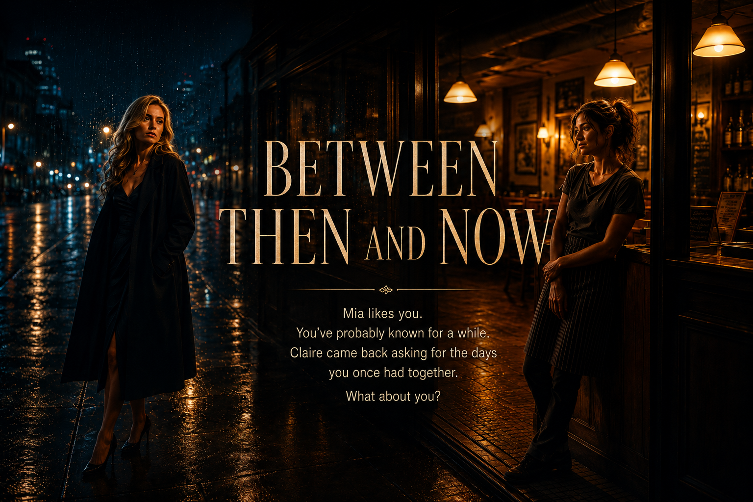 Cover art for Between Then and Now, a romance scenario on AI Dungeon