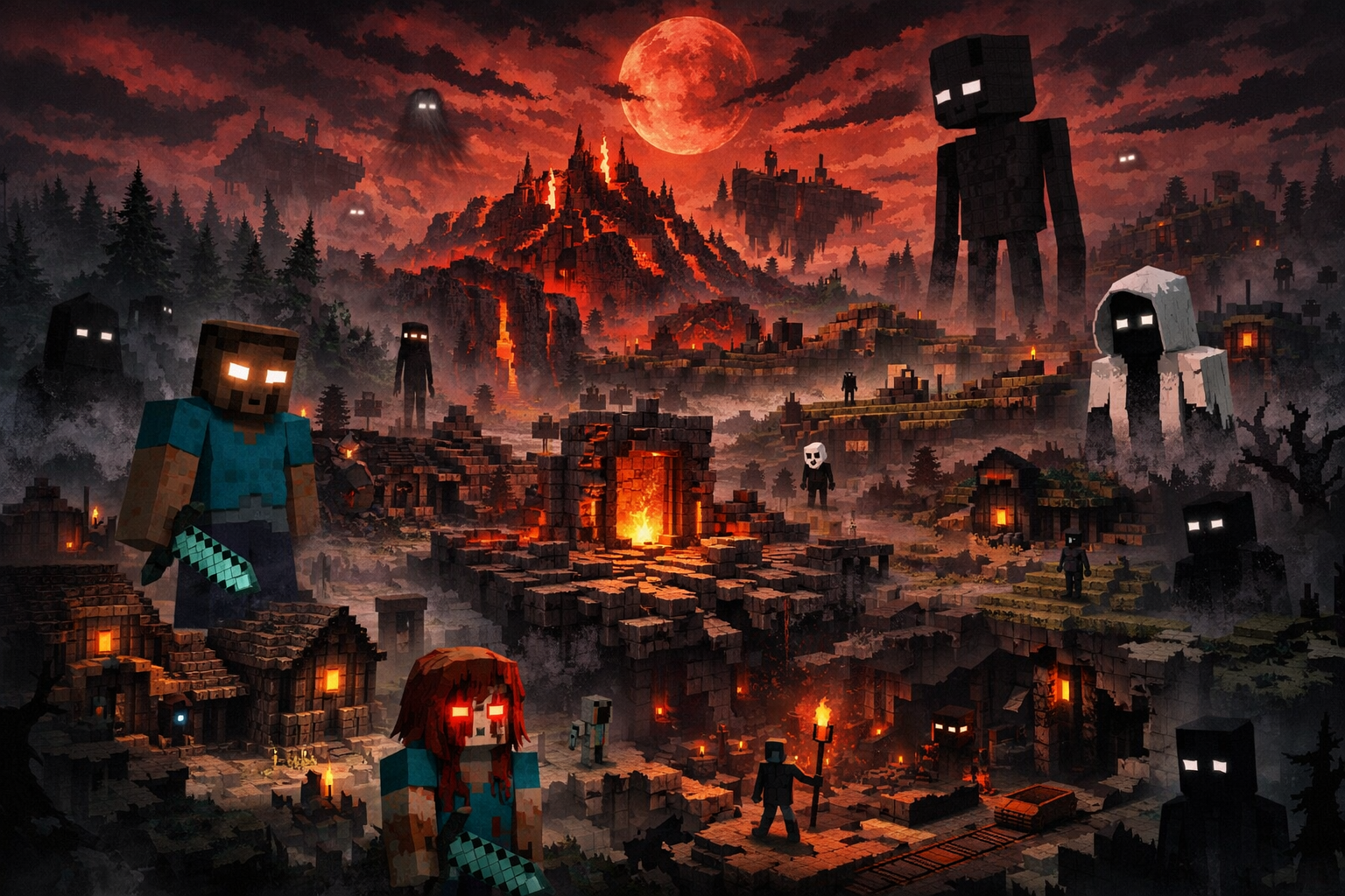 Cover art for Minecraft World: The Forgotten Realm, a horror scenario on AI Dungeon