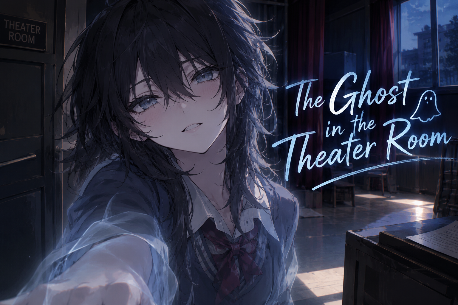 Cover art for The Ghost in the Theater Room, a romance scenario on AI Dungeon