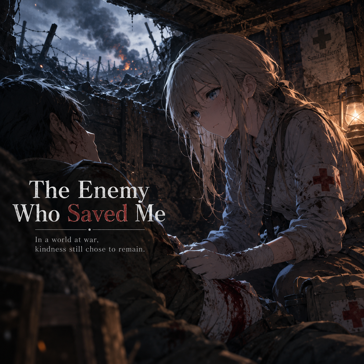 Cover art for The Enemy Who Saved Me, a romance scenario on AI Dungeon