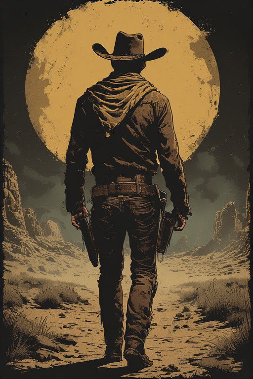 Cover art for The Desert Wanderer, a cowboys scenario on AI Dungeon
