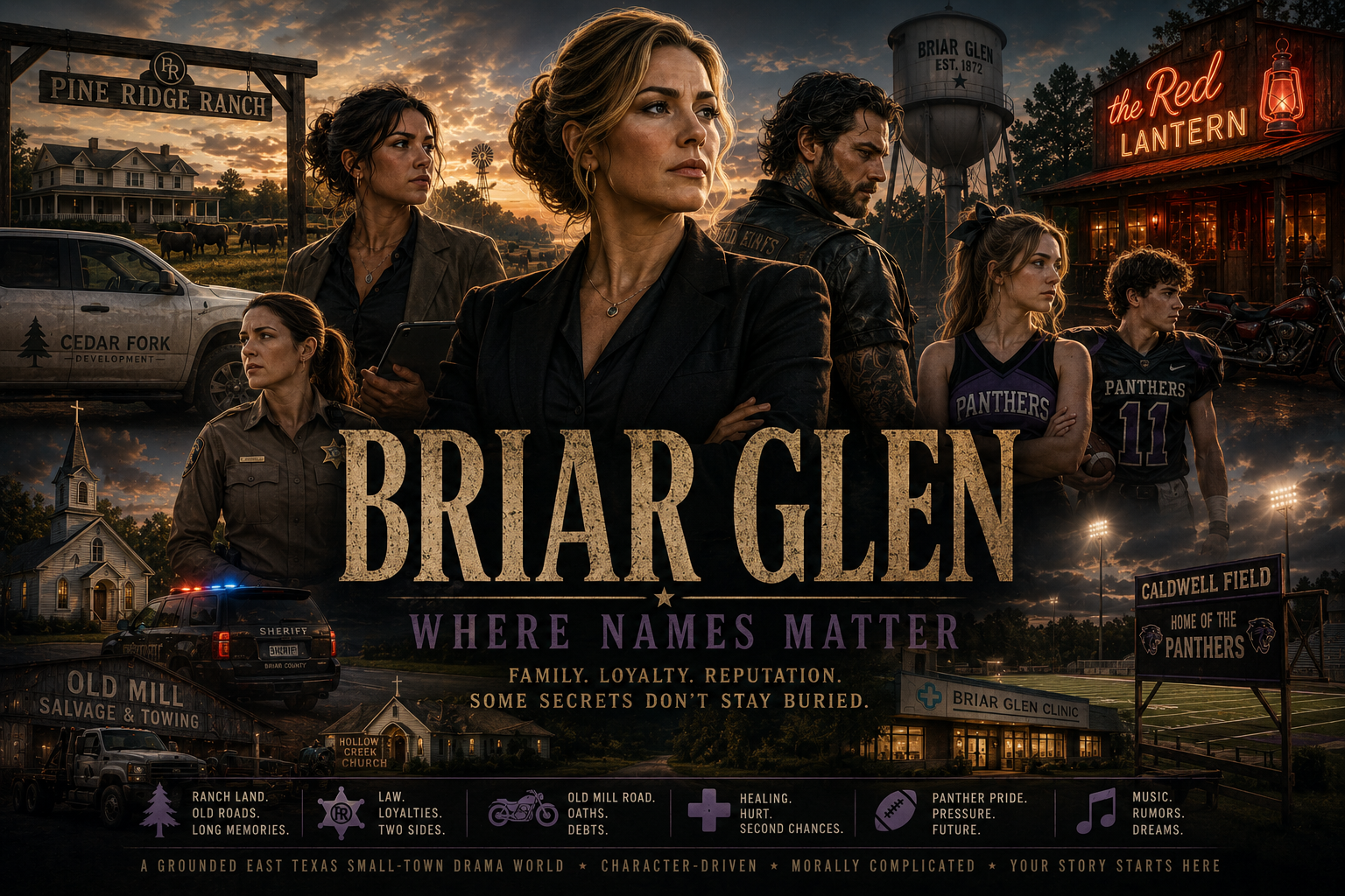 Cover art for Briar Glen: Where Names Matter, a small town world on Voyage