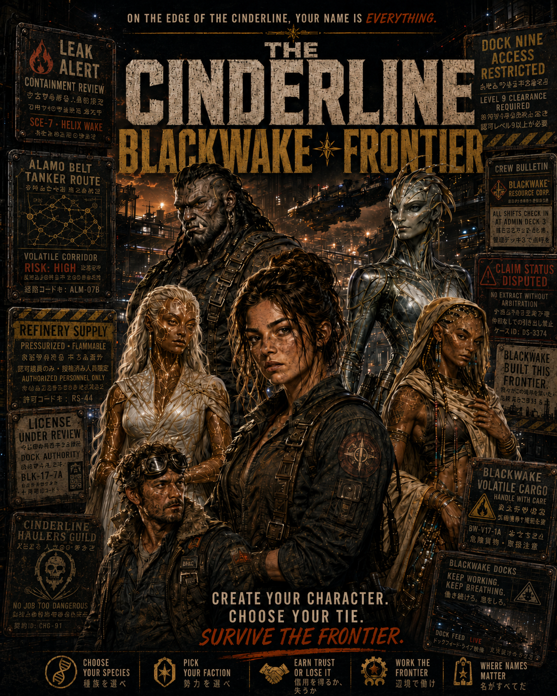 Cover art for The Cinderline: Blackwake Frontier, a the cinderline scenario on AI Dungeon
