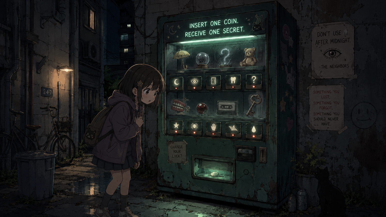 Cover art for The Haunted Vending Machine, a haunted scenario on AI Dungeon