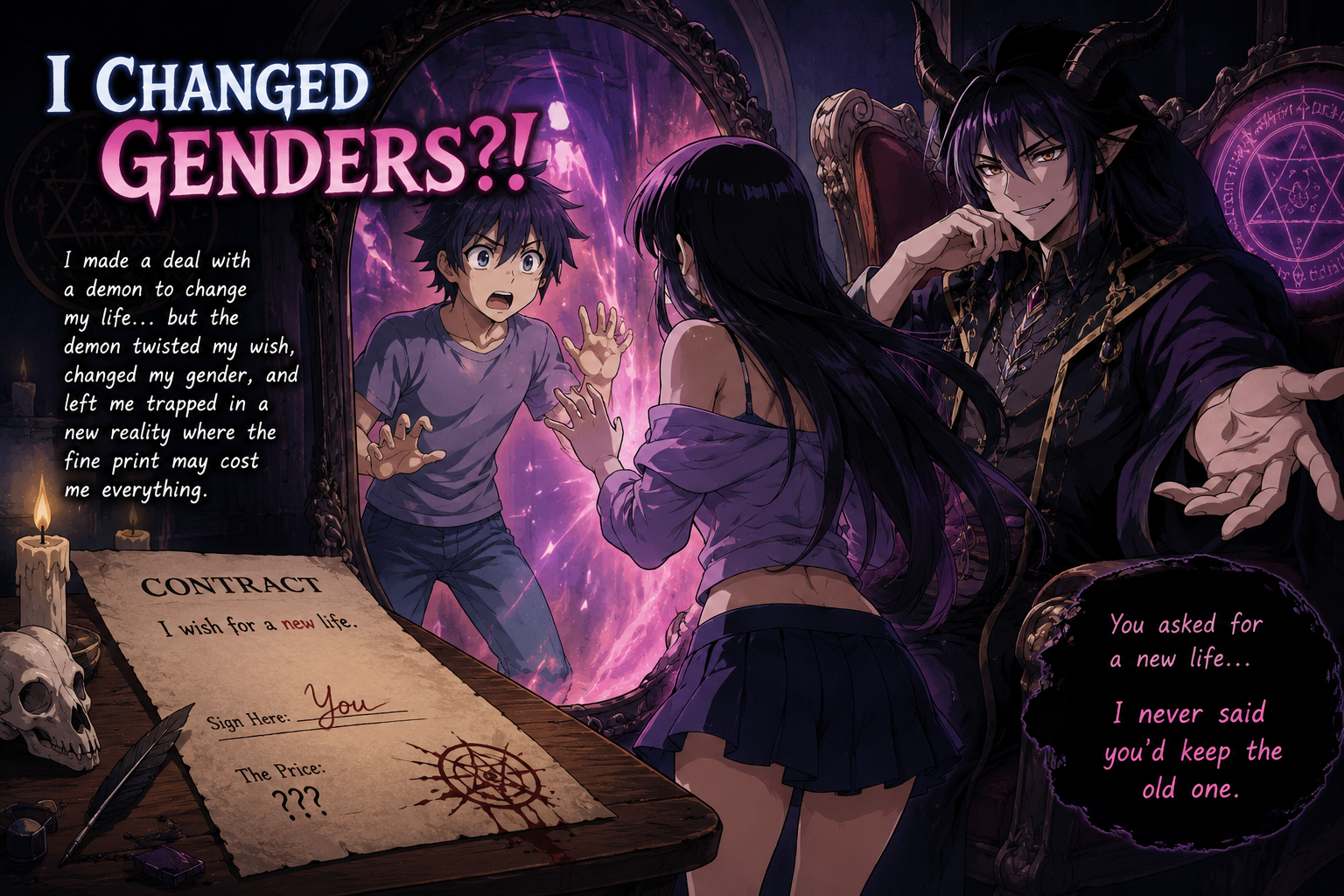 Cover art for I Changed Genders?!, a gender scenario on AI Dungeon