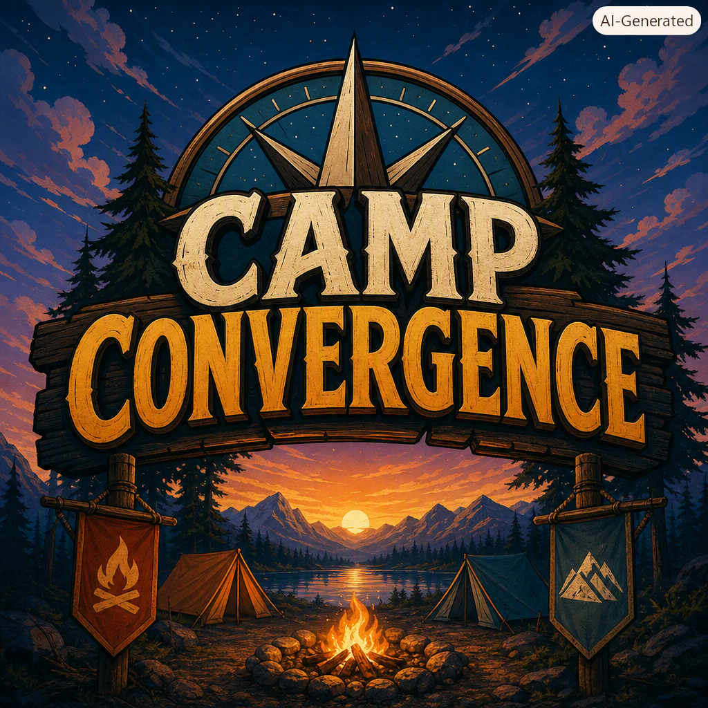 Cover art for Camp Convergence: Uninhibited Wilderness 🌲🔥, a camp scenario on AI Dungeon
