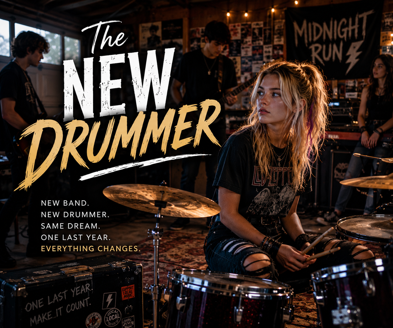 Cover art for The New Drummer, an inner self scenario on AI Dungeon
