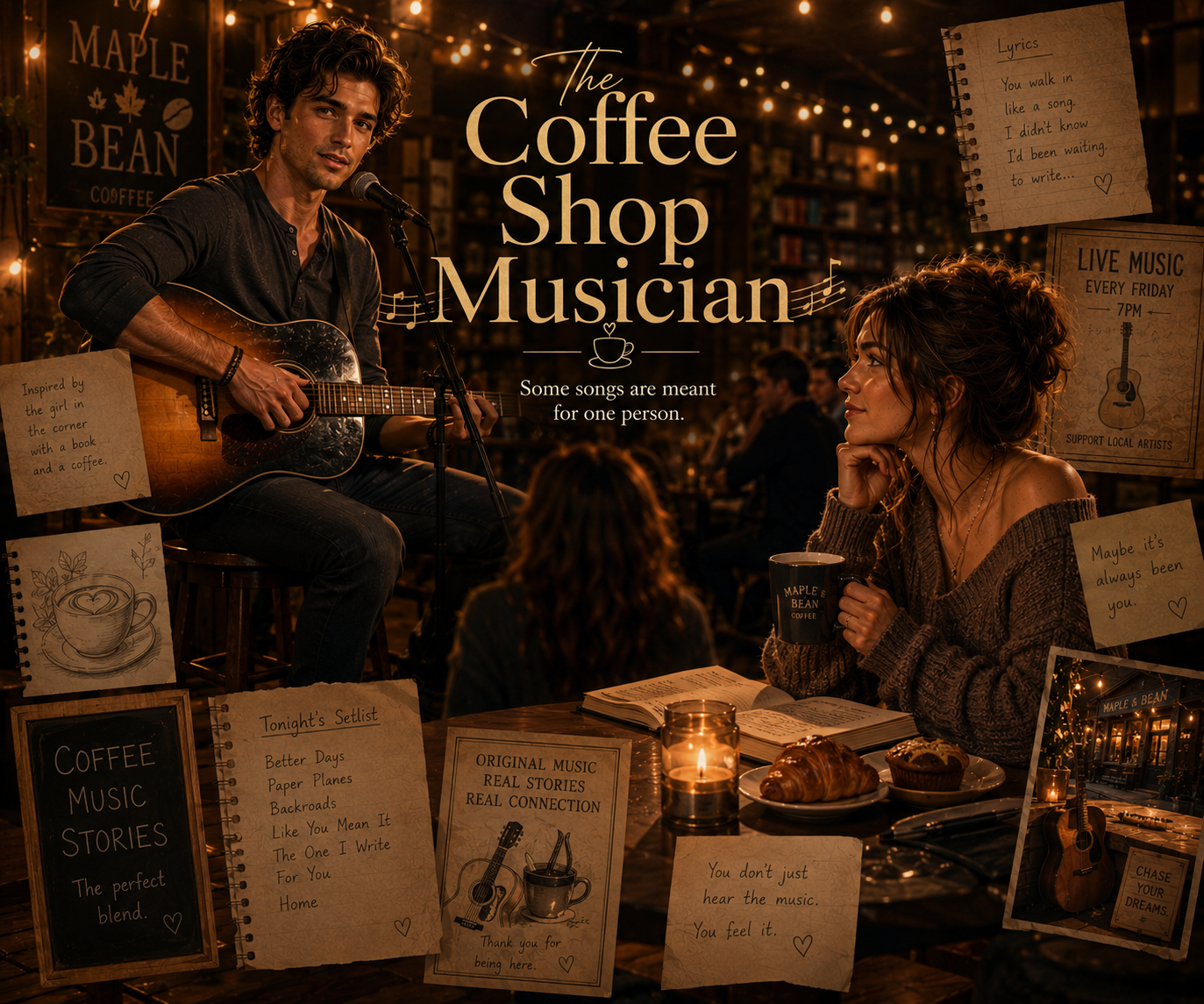 Cover art for The Coffee Shop Musician, an inner self scenario on AI Dungeon