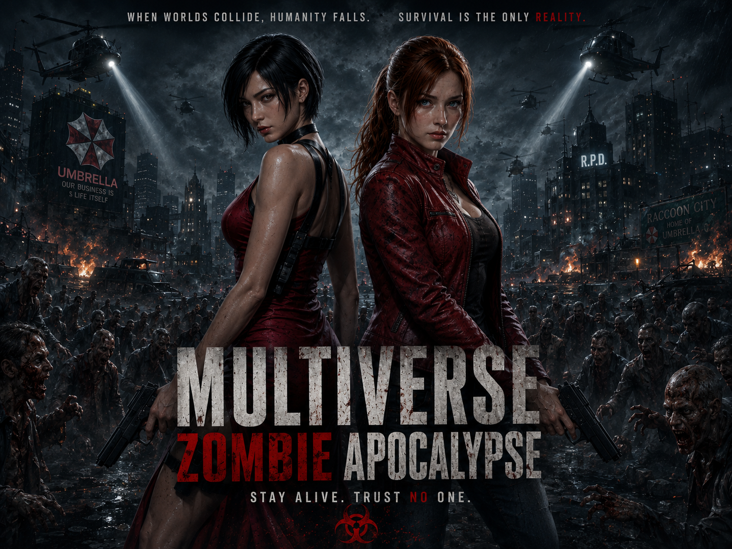 Cover art for Multiverse Zombie Apocalypse , a survival scenario on AI Dungeon