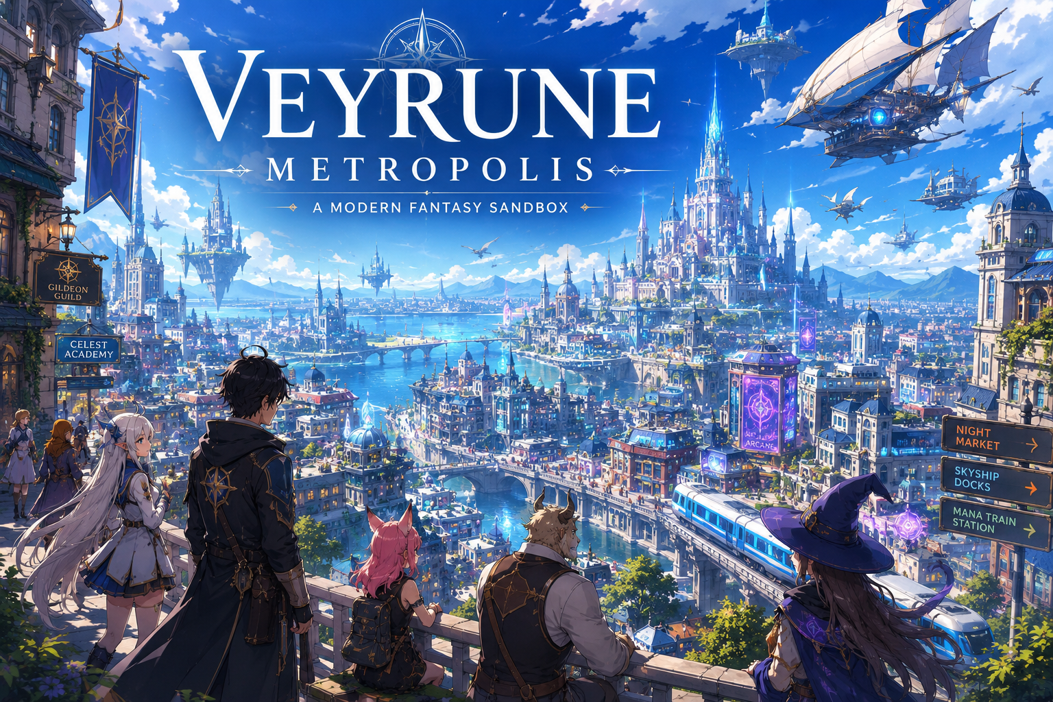 Cover art for (๐ญIS) Fantasy Sim: Veyrune Metropolis, a modern scenario on AI Dungeon