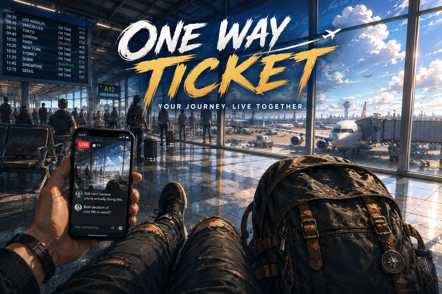 Cover art for One Way Ticket🛫 (Sandbox), an innerself scenario on AI Dungeon