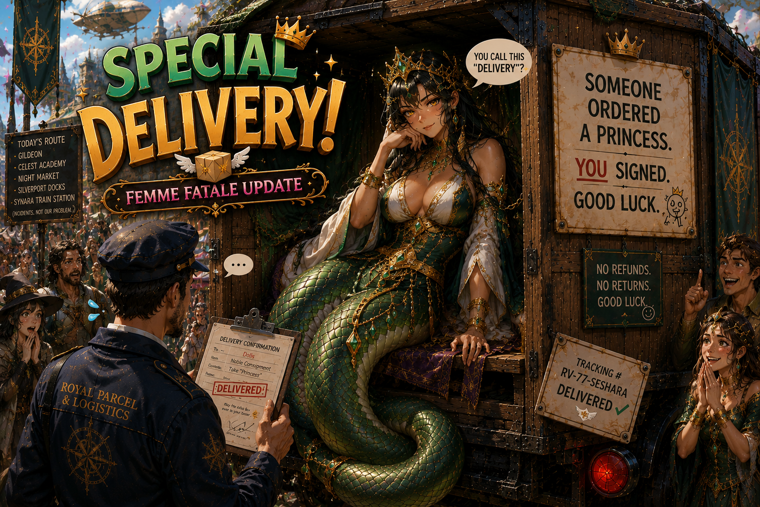 Cover art for Special Delivery! Princess!, a magic scenario on AI Dungeon