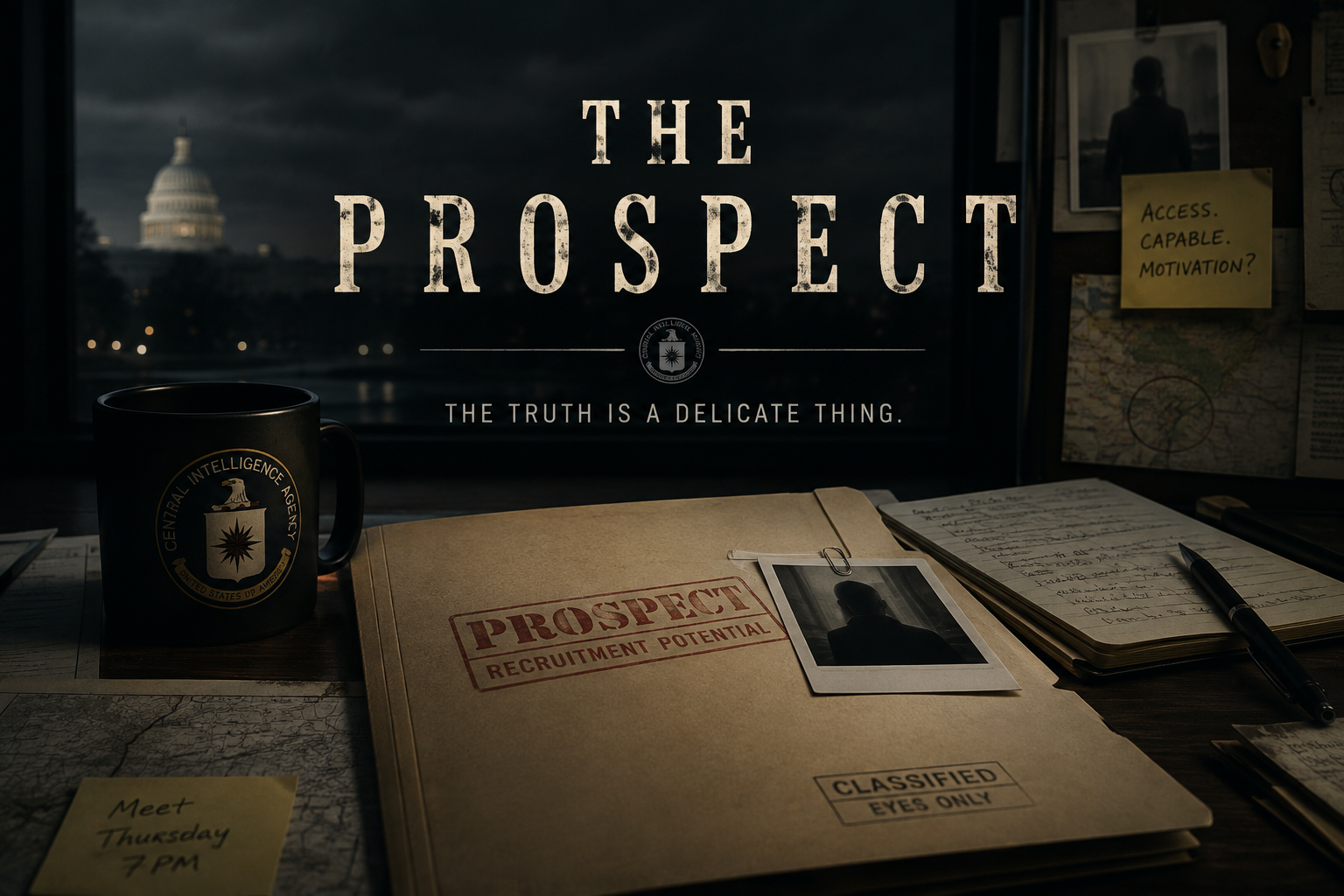 Cover art for The Prospect, a spy scenario on AI Dungeon
