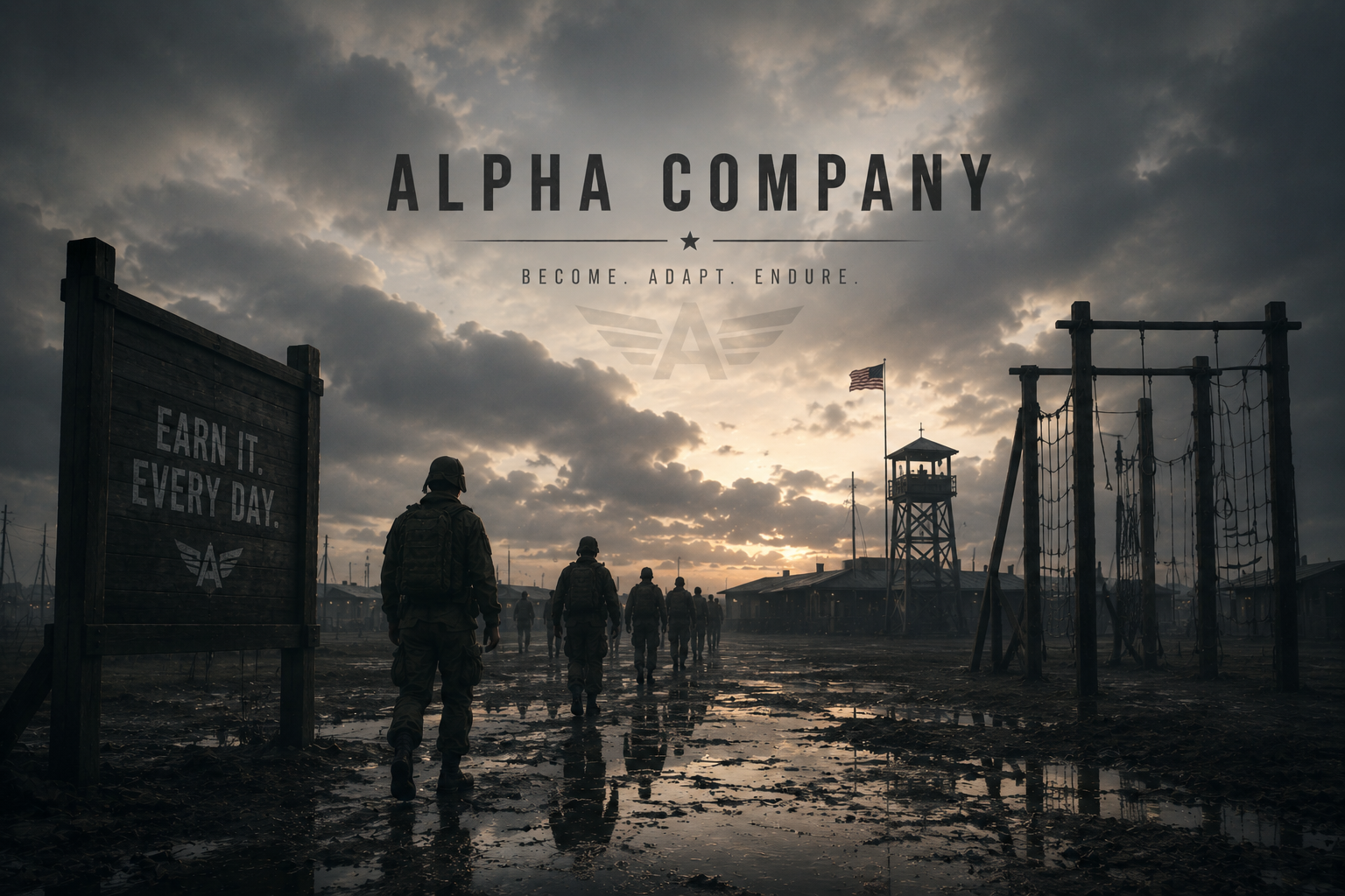 Cover art for Alpha Company, a military scenario on AI Dungeon