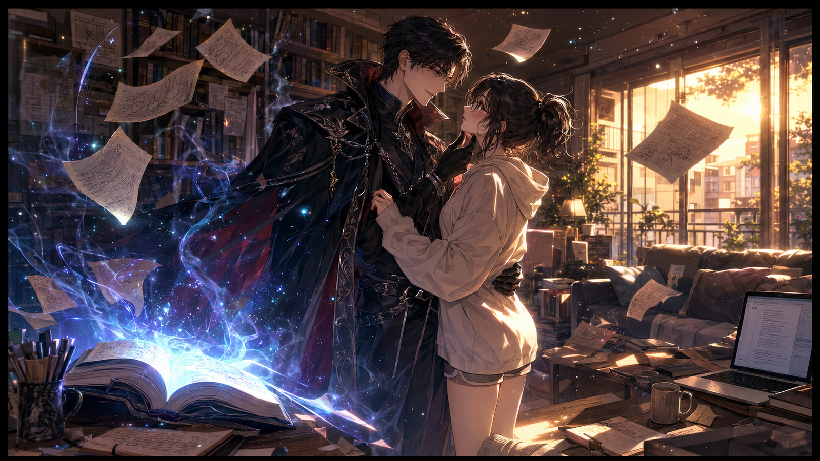 Cover art for The Man I Wrote Is Touching Me?!, a romantic comedy scenario on AI Dungeon