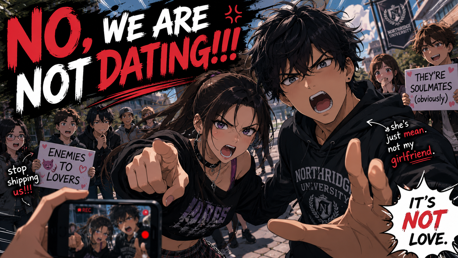 Cover art for NO, WE ARE NOT DATING!!! š, a school scenario on AI Dungeon