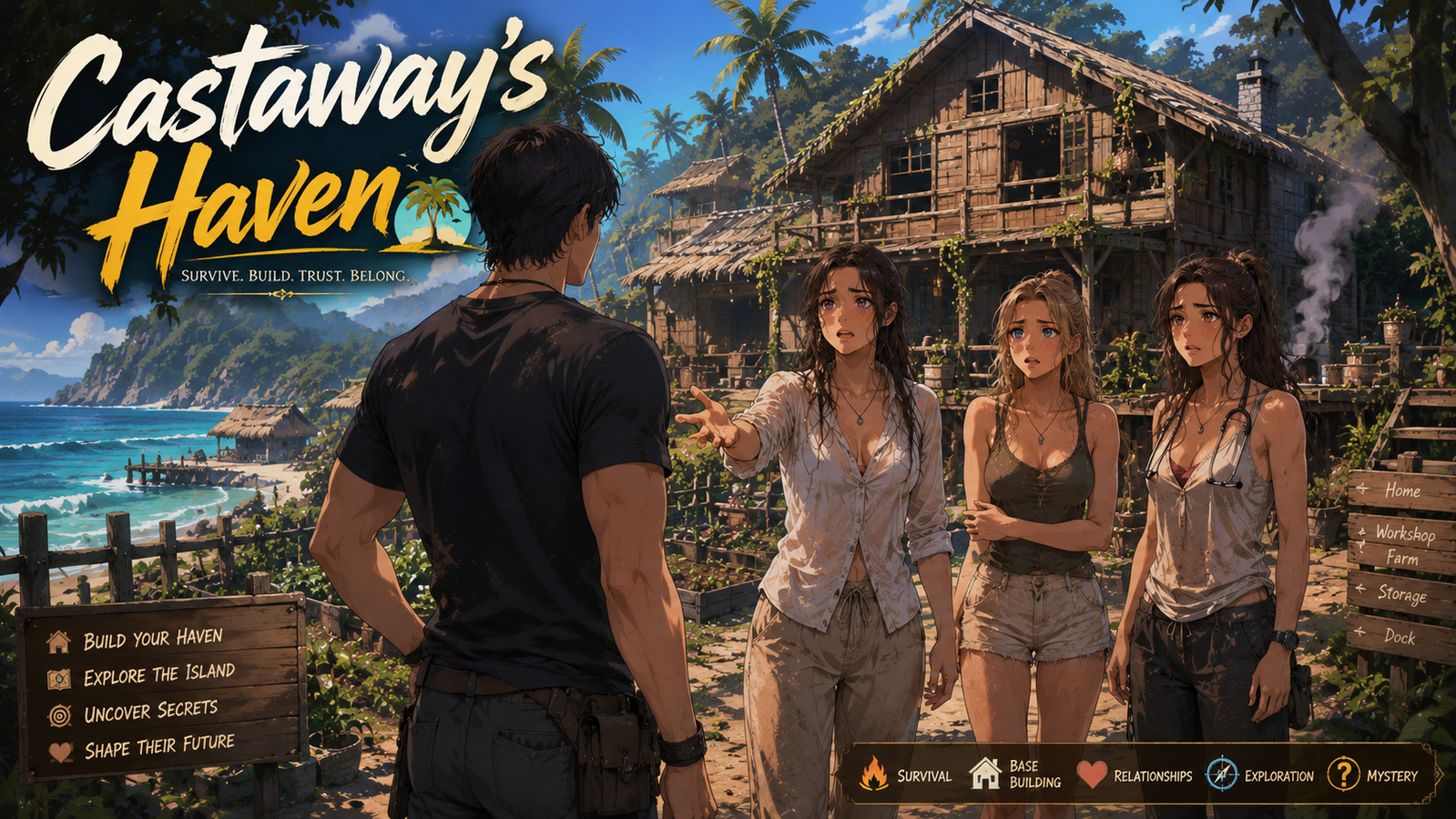 Cover art for Castaway's Haven 🏝️, a survival scenario on AI Dungeon